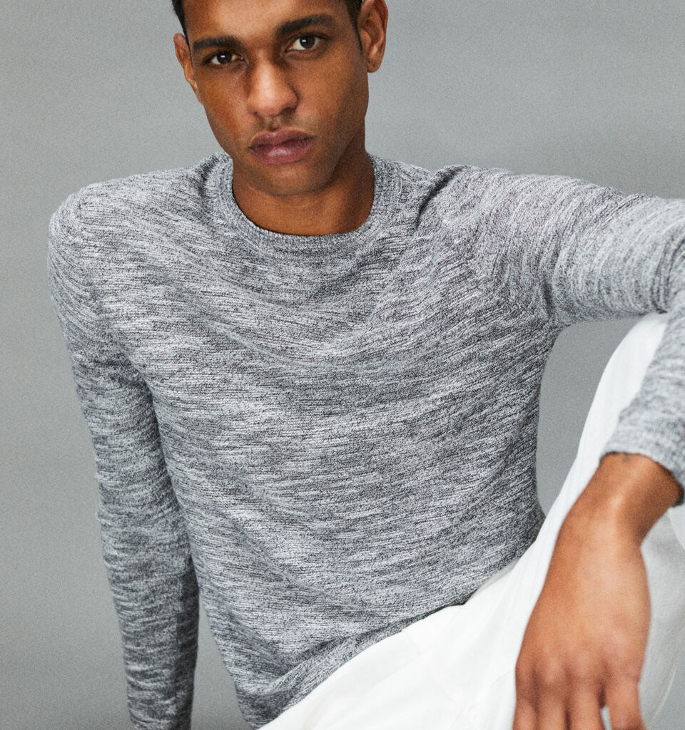 Marl sweater - men's crew neck sweaters - Light Gray | Sisley image number 7